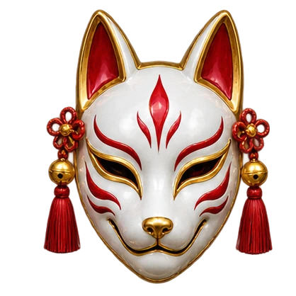 Altın işlemeli kitsune maskesi